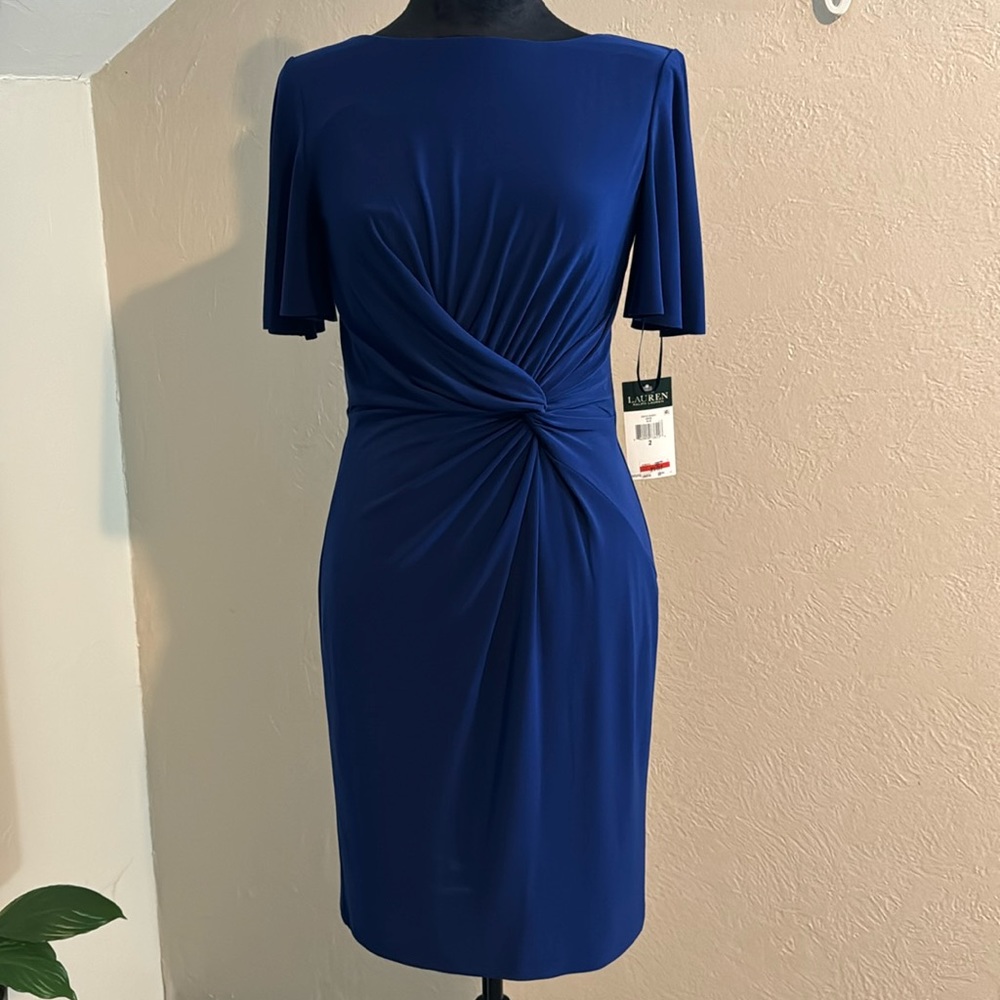 Lauren Ralph Lauren Pleated Jersey dress in blue